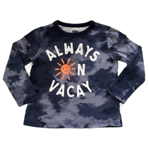 OLD Navy casual blue watercolor graphic design shirt/pullover long sleeves Boy3T - Picture 1 of 12